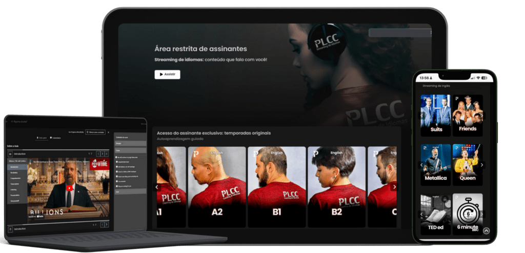 Plataforma de idiomas com streaming de filmes para aprender inglês e espanhol.